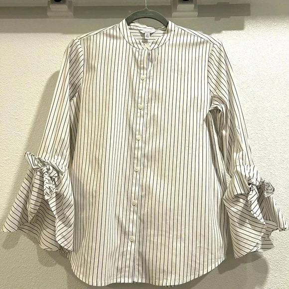 Calvin Klein Tops - Calvin Klein blouse with self tie bell cuffs. Very unique! Size small.​